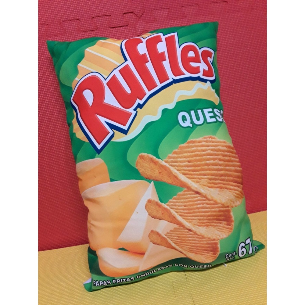 Lays Ruffles Queso Chip Snack Food Themed Pillow Novelty Home Decor 17'' Tall